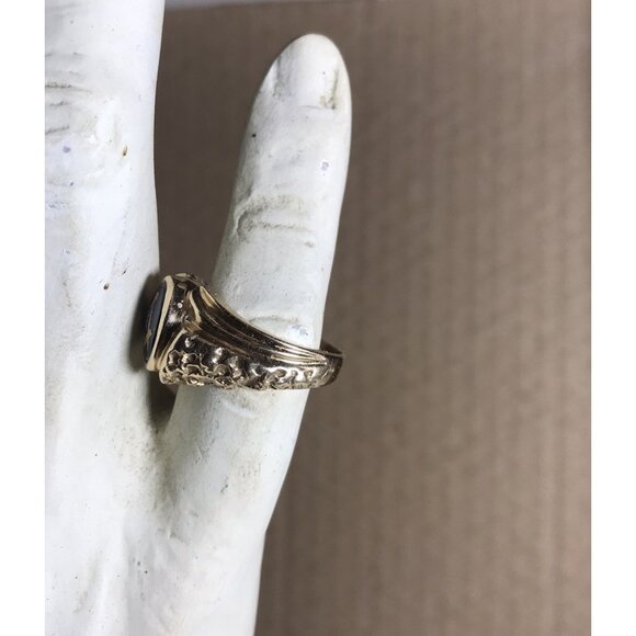 Vintage 14k Yellow Gold Blue Stone Masonic Ring Mason  Vintage  7 Grams Size 9 - Picture 3 of 12